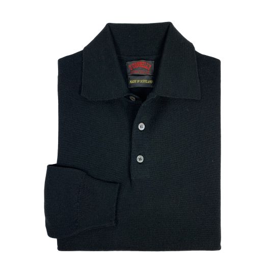 O'Connell's Scottish Merino Wool Polo Shirt - Black