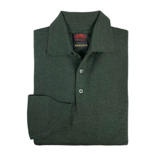 O'Connell's Scottish Merino Wool Polo Shirt - Moss