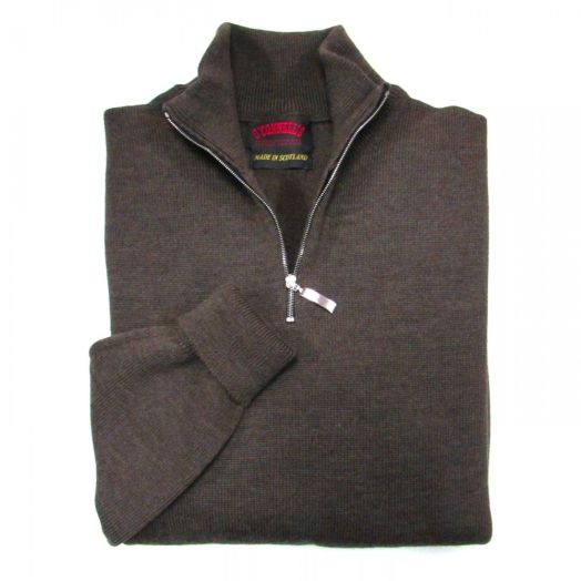 O'Connell's Scottish Merino Wool Quarter-Zip Sweater - Bark