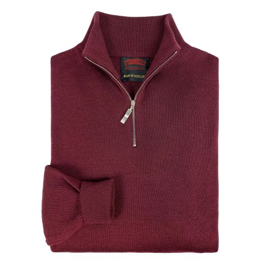 O'Connell's Scottish Merino Wool Quarter-Zip Sweater - Claret