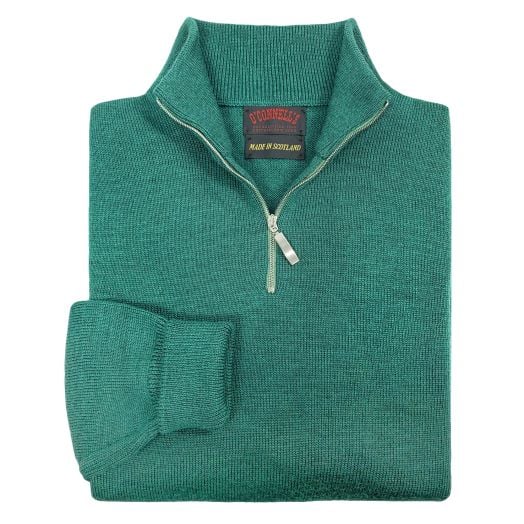 O'Connell's Scottish Merino Wool Quarter-Zip Sweater - Holly Marl