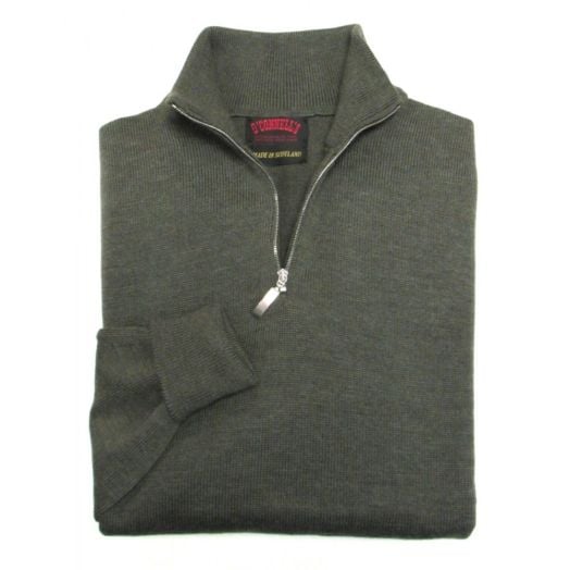 O'Connell's Scottish Merino Wool Quarter-Zip Sweater - Loden