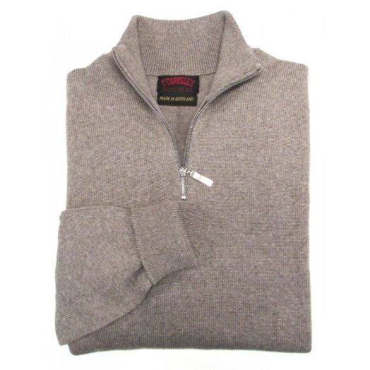 O'Connell's Scottish Merino Wool Quarter-Zip Sweater - Mushroom