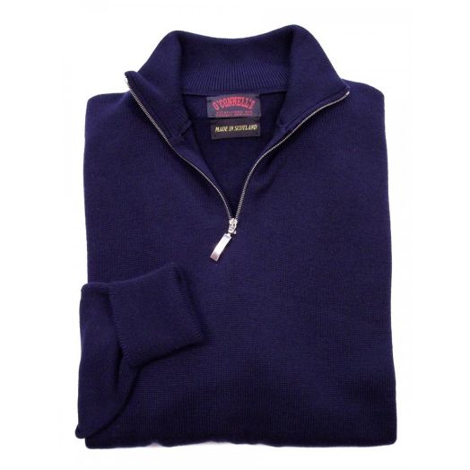 O'Connell's Scottish Merino Wool Quarter-Zip Sweater - Navy