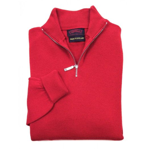 O'Connell's Scottish Merino Wool Quarter-Zip Sweater - Red
