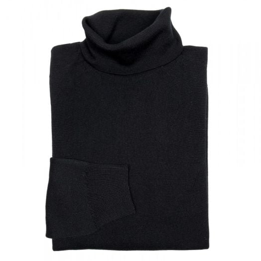 O'Connell's Scottish Merino Wool Turtleneck - Black