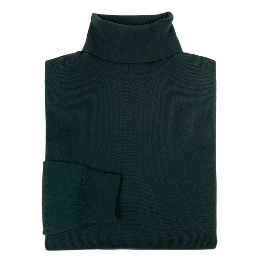 O'Connell's Scottish Merino Wool Turtleneck - Bottle Green