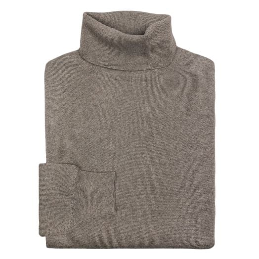 O'Connell's Scottish Merino Wool Turtleneck - Brown Melange