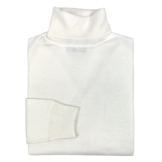 O'Connell's Scottish Merino Wool Turtleneck - White