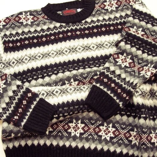O'Connell's Scottish Shetland Fair Isle Sweater - Black