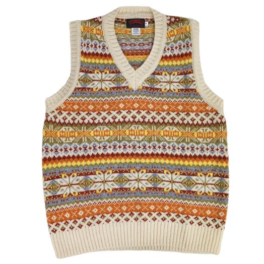 O'Connell's Scottish Shetland Wool Fair Isle Sleeveless Pullover - Cream