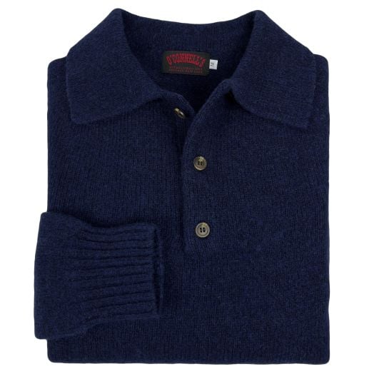 O'Connell's Scottish Shetland Wool Polo - Nightsky