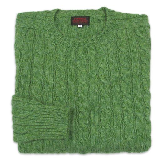 O'Connell's Scottish Shetland Wool Sweater - Cable Knit - Apple