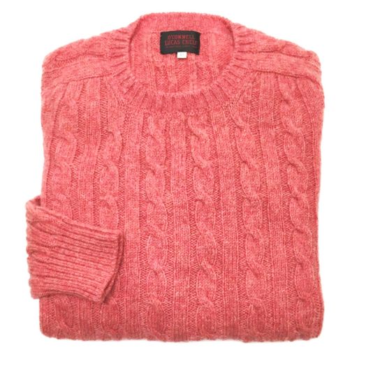 O'Connell's Scottish Shetland Wool Sweater - Cable Knit - Rouge