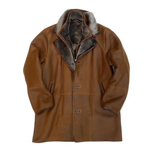 O'Connell's Shearling Coat with removeable Collar - Cognac