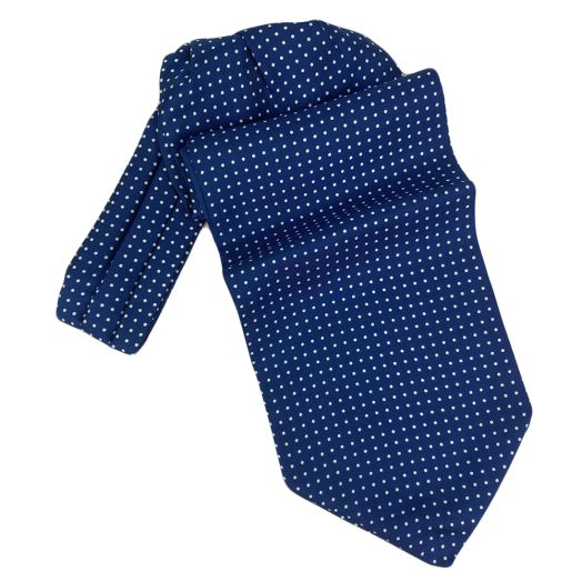 O'Connell's Silk Ascot - Polka Dot - Blue with White (114999)