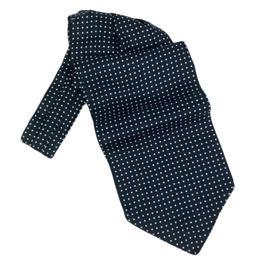 O'Connell's Silk Ascot - Polka Dot - Navy with White (114998)