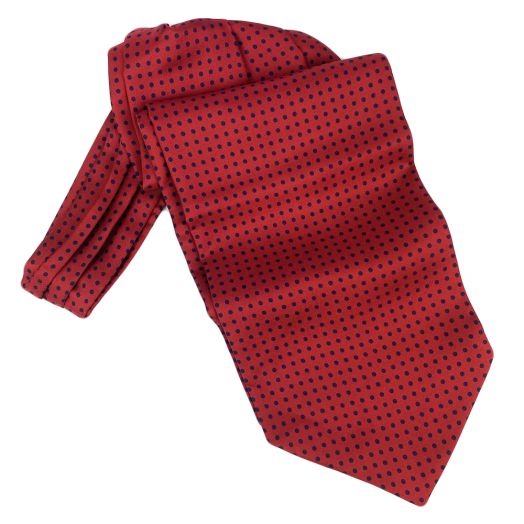 O'Connell's Silk Ascot - Polka Dot - Red with Navy (115001)