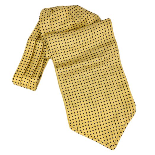 O'Connell's Silk Ascot - Polka Dot - Yellow with Navy (115002)