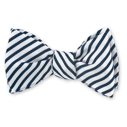 O'Connell's Silk Bow Tie - Bengal Stripe - Navy & White (60489)
