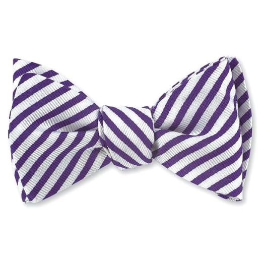 O'Connell's Silk Bow Tie - Bengal Stripe - Purple & White (60491)