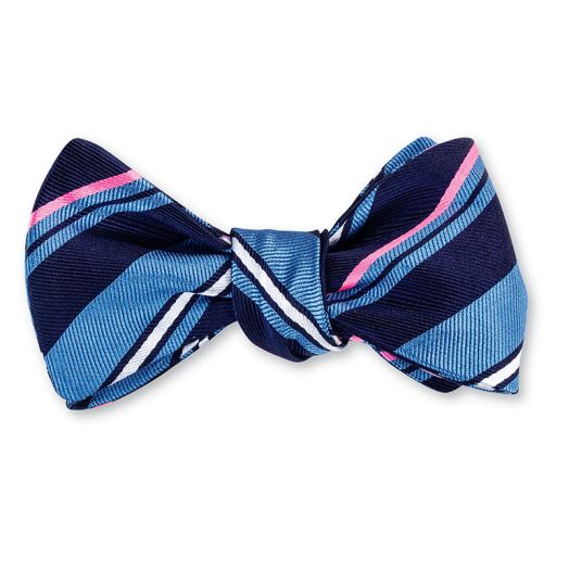 O'Connell's Silk Bow Tie - Blue, Navy & Pink Stripe (94120)