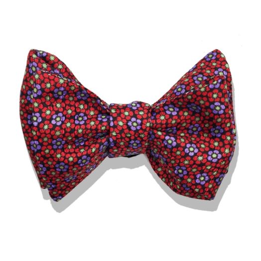 O'Connell's Silk Bow Tie - Mini Floral -  Red, Purple & Green (85629)