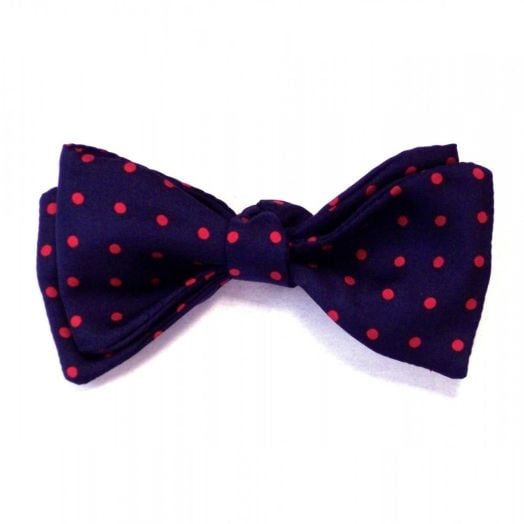 Atkinsons Silk Bow Tie - Polka Dots - Red on Navy (63383)
