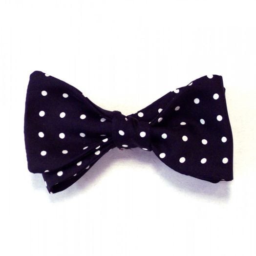 Atkinsons Silk Bow Tie - Polka Dots - White on Black (54245)