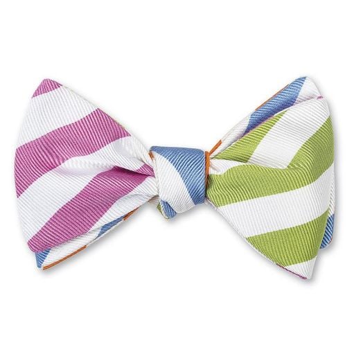 O'Connell's Silk Bow Tie - Quad Sided Stripe - White Multi