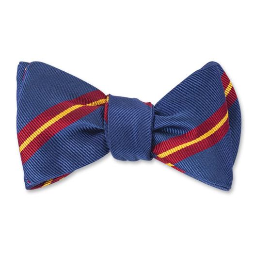 O'Connell's Silk Bow Tie - Stripe - Blue with Red & Gold (097449)