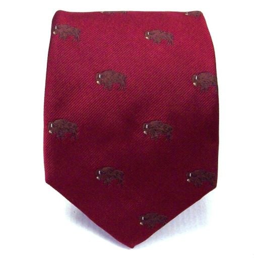 O'Connell's Silk Club Tie - Buffalos on Red (55600)