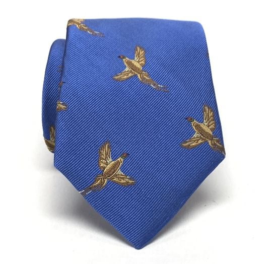 O'Connell's Silk Club Tie - Pheasants - Blue (94257)