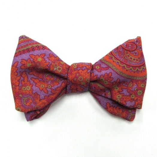 O'Connell's Silk Crepe Bow Tie - Paisley - Orange, Lilac & Moss (79778)