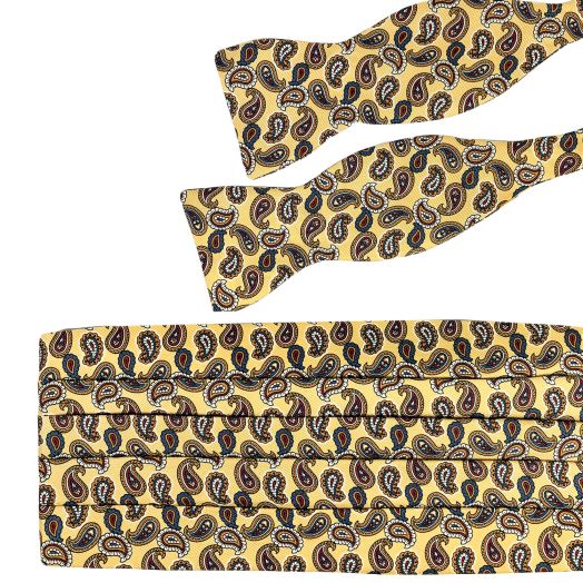O'Connell's Silk Cummerbund & Bow Tie Set - Paisley - Yellow (113063)