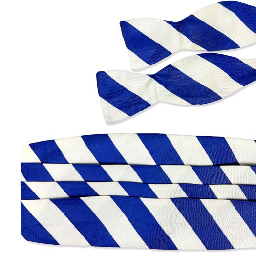 O'Connell's Silk Cummerbund & Bow Tie Set - Royal Blue & White (77846)