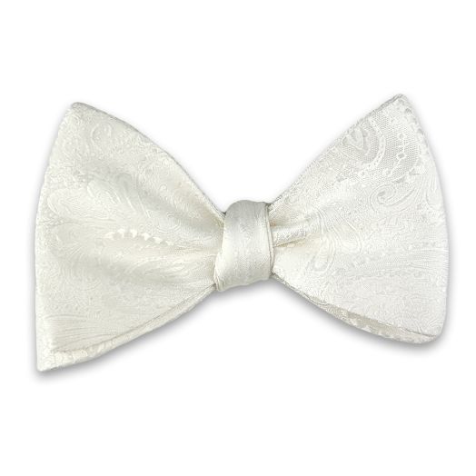 O'Connell's Silk Jaquard Bow Tie - Paisley - White (113711)