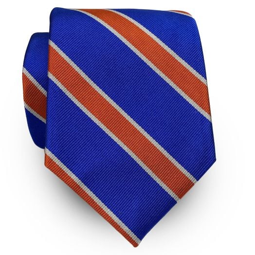 O'Connell's Silk Necktie - British Repp - Royal, Orange & White (104273)