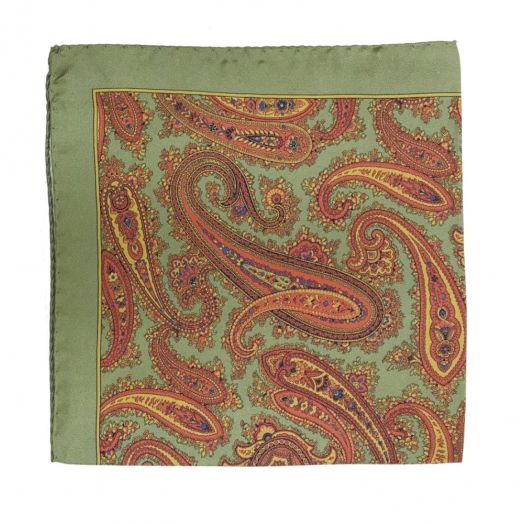 O'Connell's Silk Pocket Square - Moss Paisley (86328)