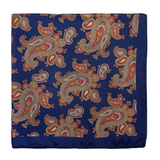 O'Connell's Silk Pocket Square - Navy Paisley (112113)