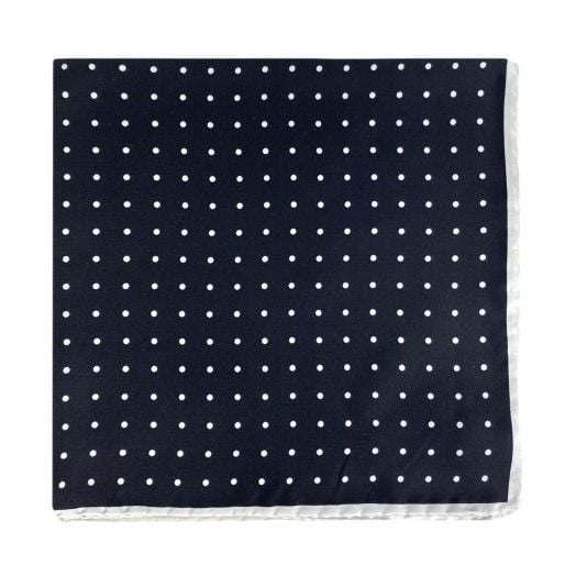 O'Connell's Silk Pocket Square - Polka Dot - Black & White (75443)