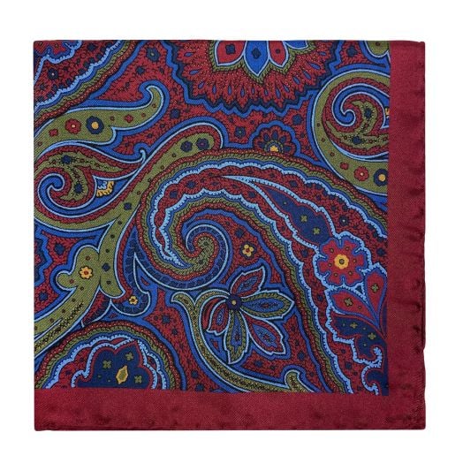 O'Connell's Silk Pocket Square - Red Large Paisley (112115)