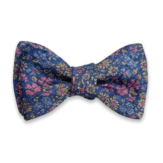 O'Connell's Silk Print Bow Tie - Floral - Blue (118819)