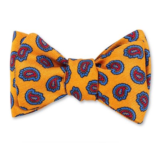O'Connell's Silk Print Bow Tie - Neat - Teardrop - Gold (118818)
