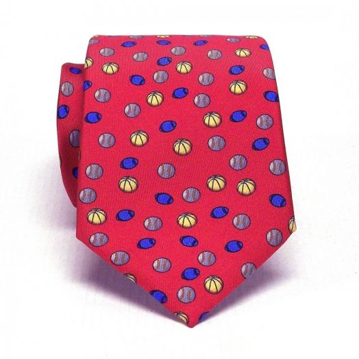 Marchesi di Como Silk Print Necktie - Play Ball - Red (63444)