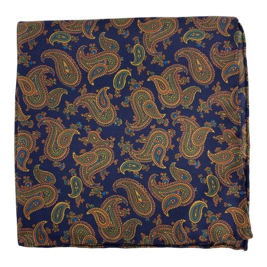 O'Connell's Silk Print Pocket Square - Paisley - Blue (114994)