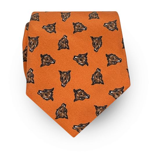 O'Connell's Silk Print Tie - Foxes - Orange (108121)