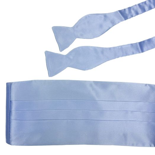 O'Connell's Silk Satin Cummerbund & Bow - Light Blue (615826)