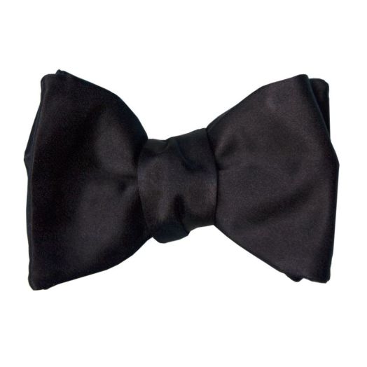 O'Connell's Silk Satin Formal Bow Tie - Black (butterfly) Extra Long (102497)