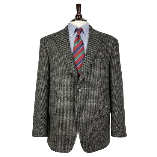 O'Connell's Silk Sport Coat - Lambwool & Alpaca - Charcoal Tic Weave with Green & Burgundy